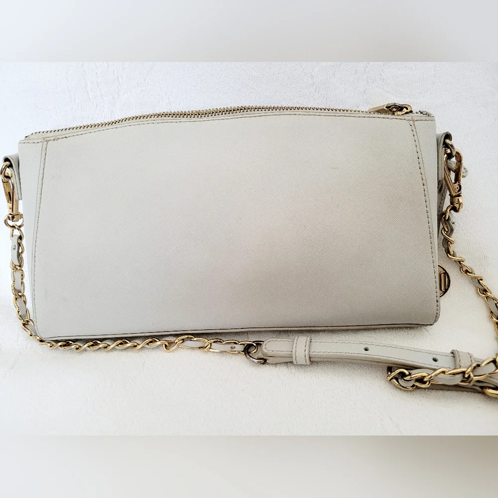 DKNY Bryant Park 100%Cow Saffiano Leather Crossbody Bag Taupe Gray 11